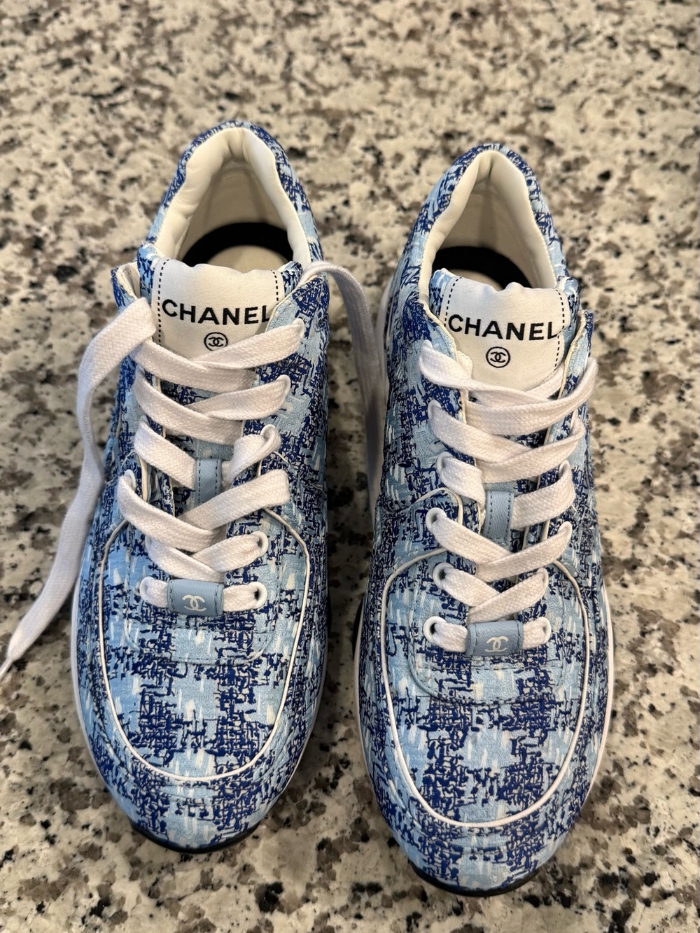 CHANEL Blue Patterned Women's Sneakers